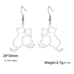 Hugging Cats Kittens Earrings for Women Girls Stainless Steel Cute Dog Dangle Earrings - PeticaDeals