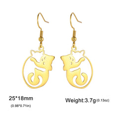 Hugging Cats Kittens Earrings for Women Girls Stainless Steel Cute Dog Dangle Earrings - PeticaDeals