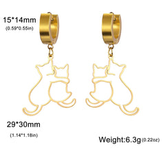 Hugging Cats Kittens Earrings for Women Girls Stainless Steel Cute Dog Dangle Earrings - PeticaDeals