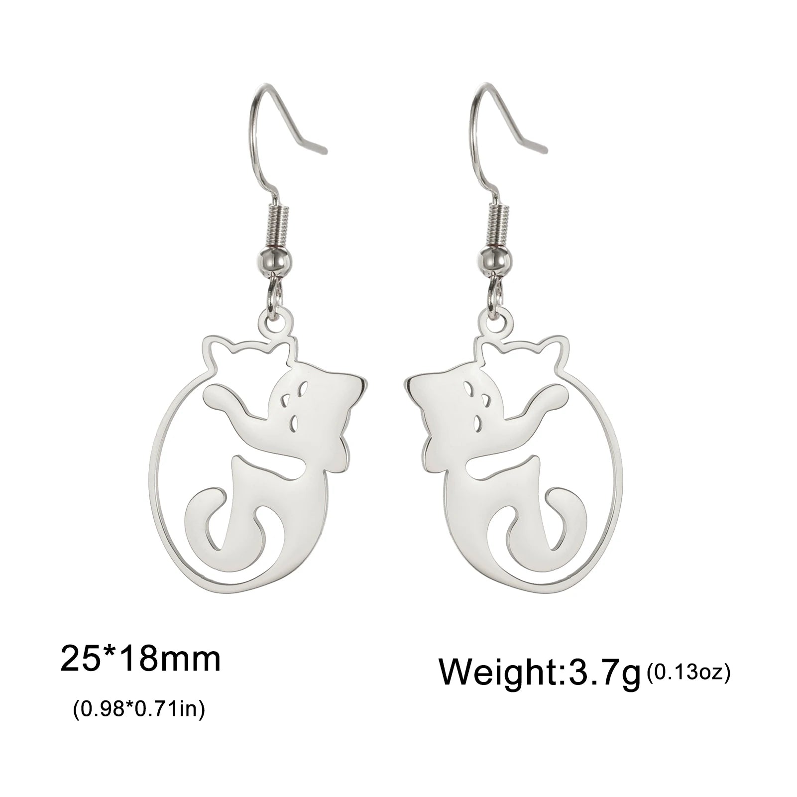 Hugging Cats Kittens Earrings for Women Girls Stainless Steel Cute Dog Dangle Earrings - PeticaDeals