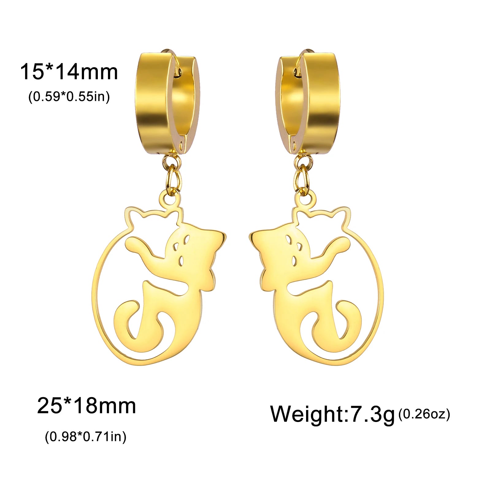 Hugging Cats Kittens Earrings for Women Girls Stainless Steel Cute Dog Dangle Earrings - PeticaDeals