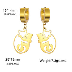 Hugging Cats Kittens Earrings for Women Girls Stainless Steel Cute Dog Dangle Earrings - PeticaDeals