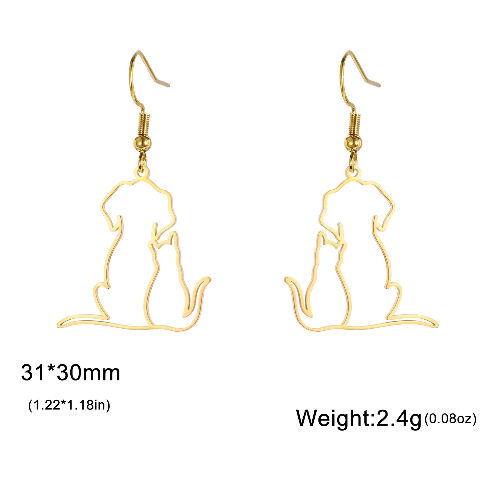 Hugging Cats Kittens Earrings for Women Girls Stainless Steel Cute Dog Dangle Earrings - PeticaDeals