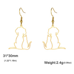 Hugging Cats Kittens Earrings for Women Girls Stainless Steel Cute Dog Dangle Earrings - PeticaDeals