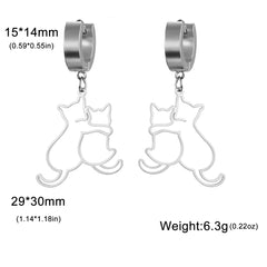 Hugging Cats Kittens Earrings for Women Girls Stainless Steel Cute Dog Dangle Earrings - PeticaDeals