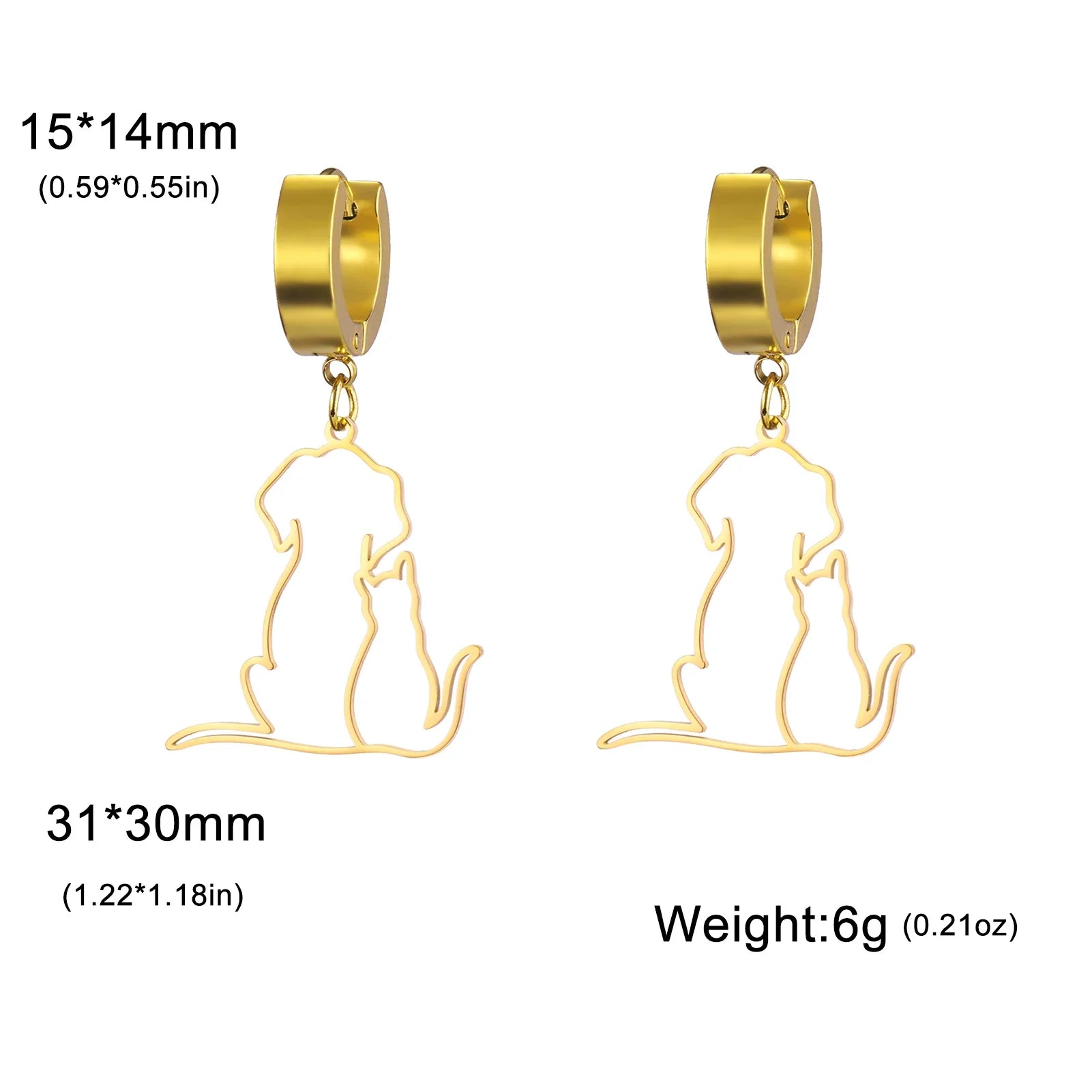 Hugging Cats Kittens Earrings for Women Girls Stainless Steel Cute Dog Dangle Earrings - PeticaDeals
