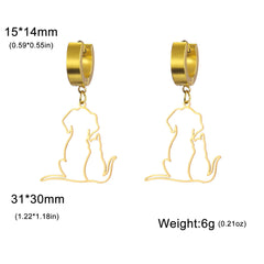 Hugging Cats Kittens Earrings for Women Girls Stainless Steel Cute Dog Dangle Earrings - PeticaDeals