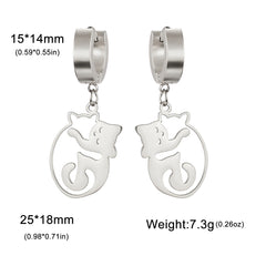 Hugging Cats Kittens Earrings for Women Girls Stainless Steel Cute Dog Dangle Earrings - PeticaDeals