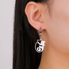 Hugging Cats Kittens Earrings for Women Girls Stainless Steel Cute Dog Dangle Earrings - PeticaDeals