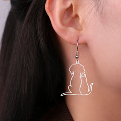 Hugging Cats Kittens Earrings for Women Girls Stainless Steel Cute Dog Dangle Earrings - PeticaDeals