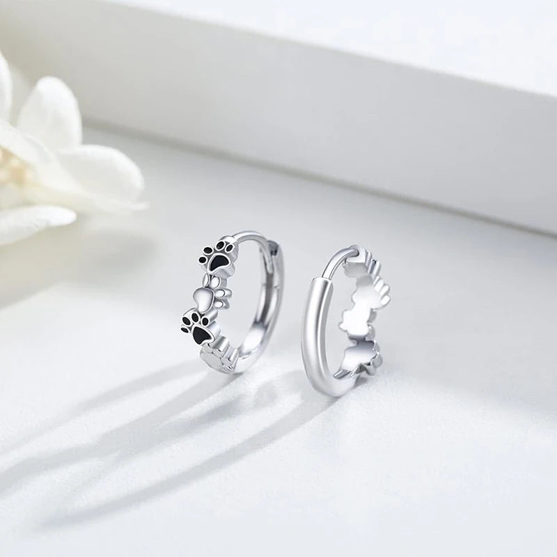 Huitan Pet Footprint Women's Hoop Earrings Cute Small Circle Earrings - PeticaDeals