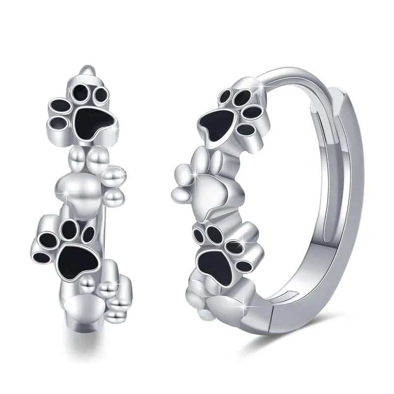 Huitan Pet Footprint Women's Hoop Earrings Cute Small Circle Earrings - PeticaDeals