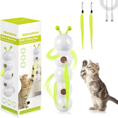 Intelligent Interactive Cat Toy Mobile Activation Wake-Up Earthworm Pole Toy with Tail Automatic Popping Hole Interactive - PeticaDeals