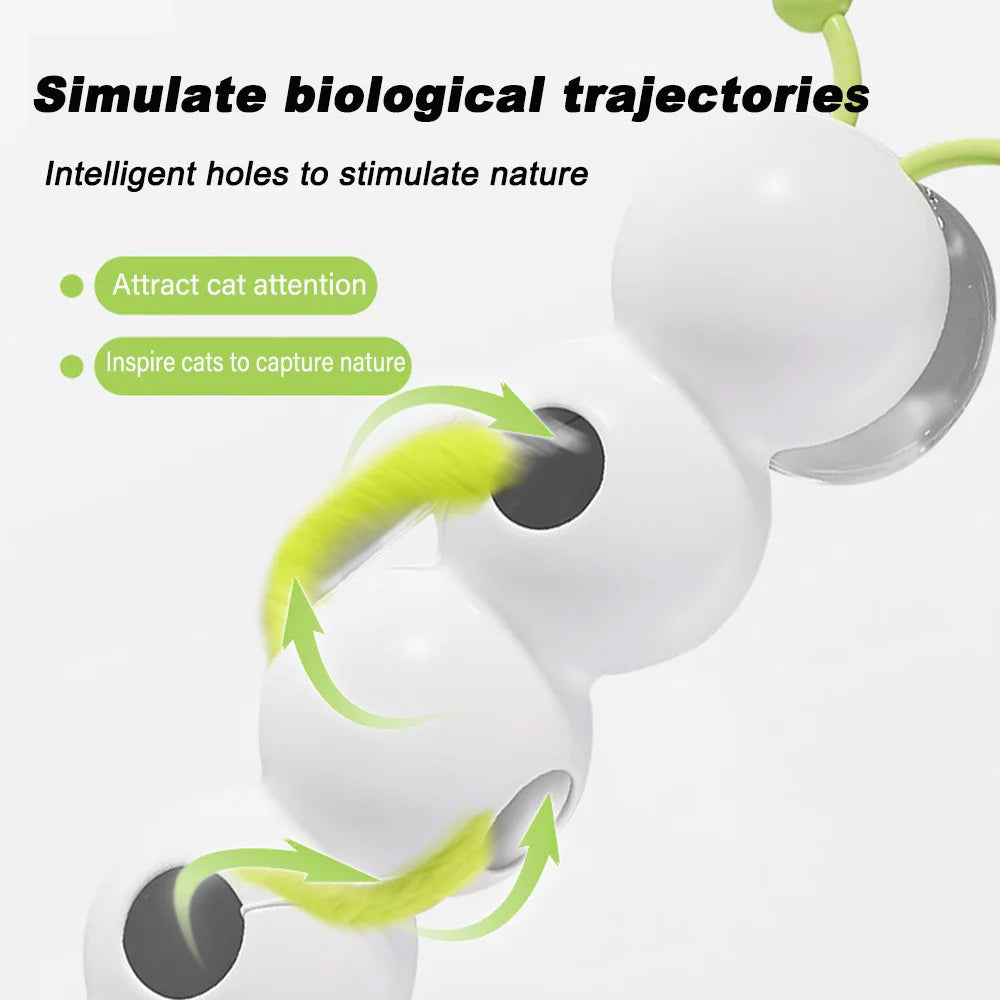 Intelligent Interactive Cat Toy Mobile Activation Wake-Up Earthworm Pole Toy with Tail Automatic Popping Hole Interactive - PeticaDeals