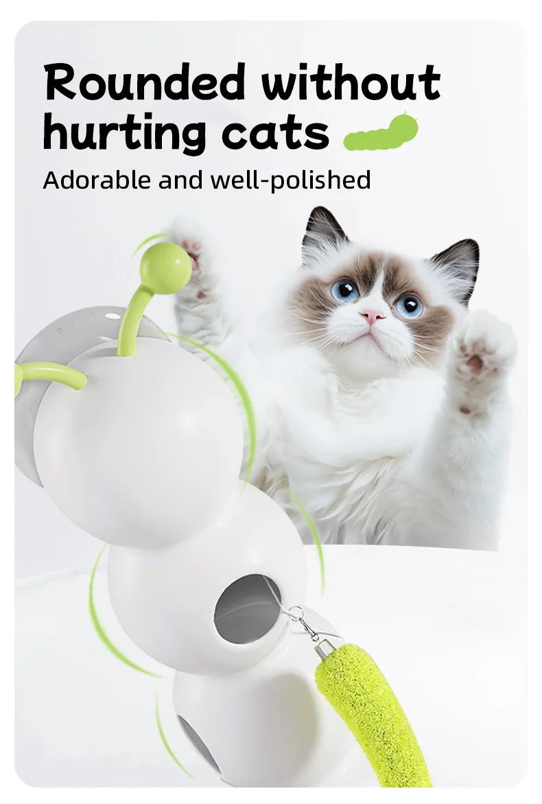 Intelligent Interactive Cat Toy Mobile Activation Wake-Up Earthworm Pole Toy with Tail Automatic Popping Hole Interactive - PeticaDeals