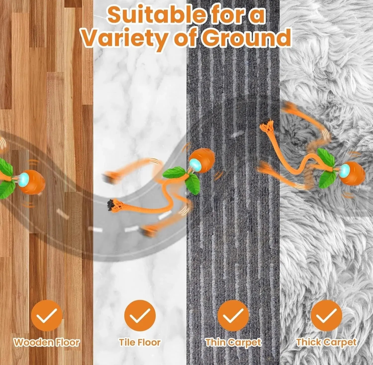 Interactive Cat Toy 3 Working Modes Irregular Motion Trajectory Cat Toys for Indoor Cats Self Play - PeticaDeals
