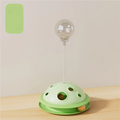 Interactive Cat Toy Food Dispenser Ball with Feather Teaser Stick Fun Play Wheel for Kittens - PeticaDeals