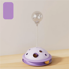Interactive Cat Toy Food Dispenser Ball with Feather Teaser Stick Fun Play Wheel for Kittens - PeticaDeals