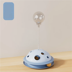 Interactive Cat Toy Food Dispenser Ball with Feather Teaser Stick Fun Play Wheel for Kittens - PeticaDeals