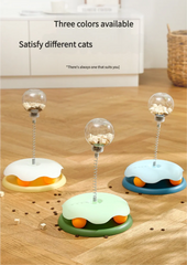 Interactive Cat Toy Food Dispenser Ball with Feather Teaser Stick Fun Play Wheel for Kittens - PeticaDeals