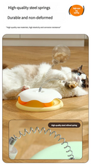 Interactive Cat Toy Food Dispenser Ball with Feather Teaser Stick Fun Play Wheel for Kittens - PeticaDeals