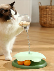 Interactive Cat Toy Food Dispenser Ball with Feather Teaser Stick Fun Play Wheel for Kittens - PeticaDeals