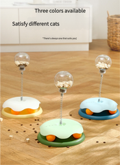 Interactive Cat Toy Food Dispenser Ball with Feather Teaser Stick Fun Play Wheel for Kittens - PeticaDeals