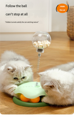Interactive Cat Toy Food Dispenser Ball with Feather Teaser Stick Fun Play Wheel for Kittens - PeticaDeals