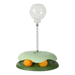 Interactive Cat Toy Food Dispenser Ball with Feather Teaser Stick Fun Play Wheel for Kittens - PeticaDeals