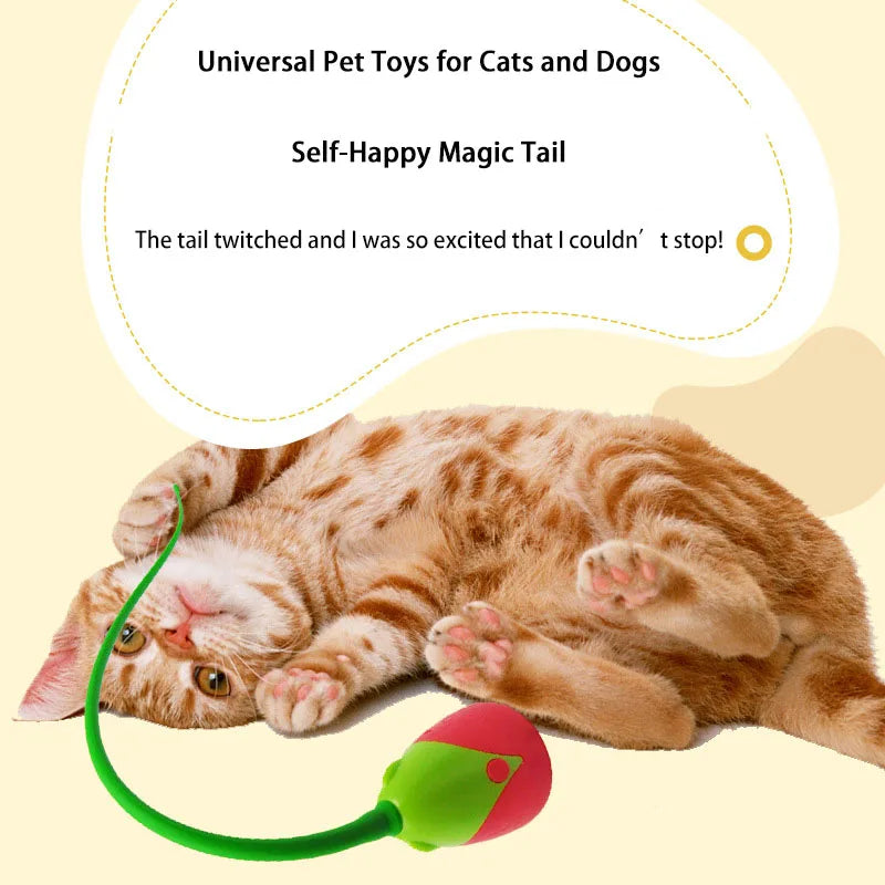 Interactive Cat Toy USB Electric Intelligent Rolling Ball Toy Cats Pet Silicone Automatic Rotate Mouse - PeticaDeals