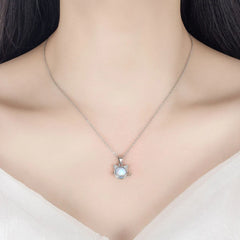 Jewelry Women's Fashion 925 Sterling Silver Opal Moon Crystal Earrings Necklace Set - PeticaDeals