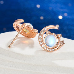 Jewelry Women's Fashion 925 Sterling Silver Opal Moon Crystal Earrings Necklace Set - PeticaDeals