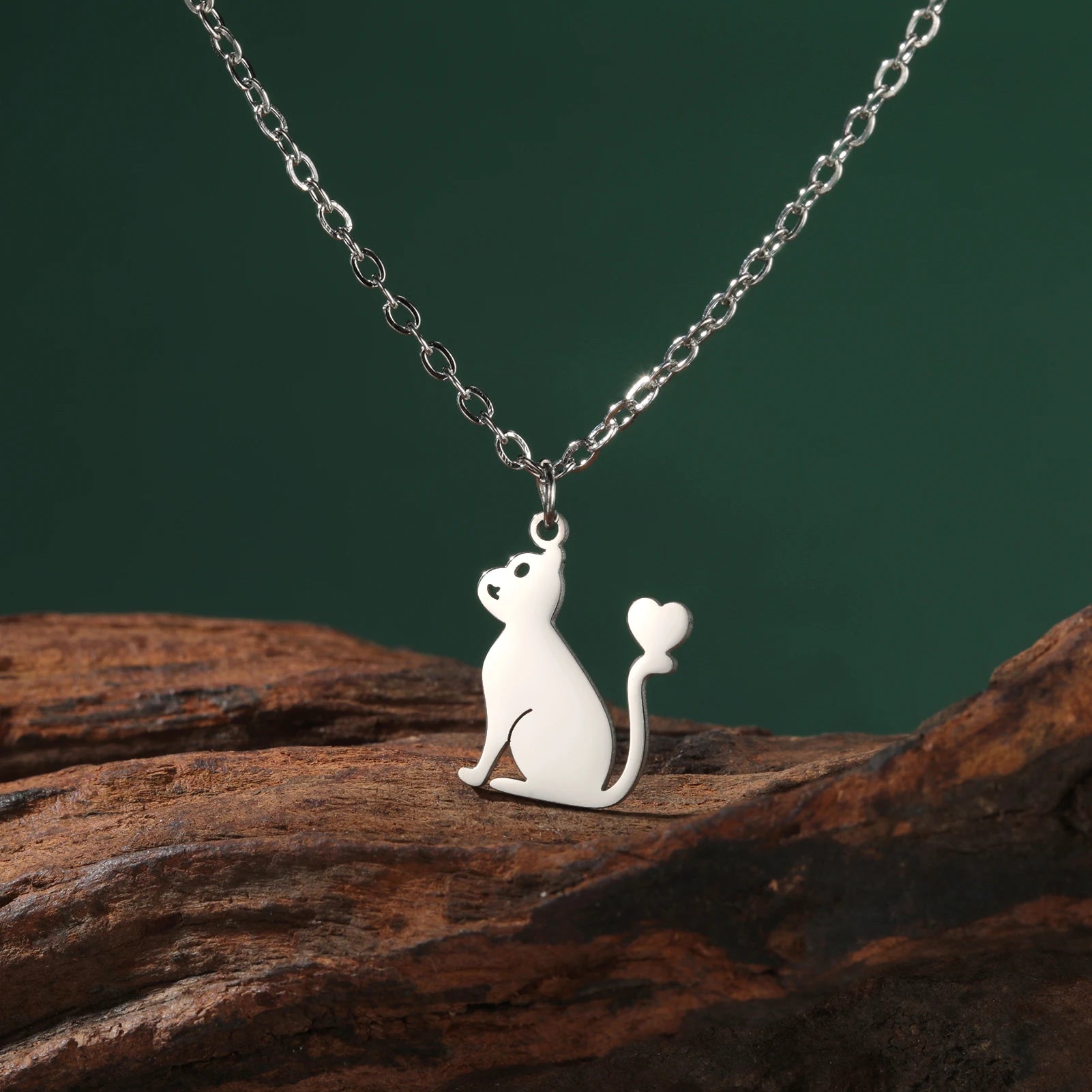 Kitten Cat Necklace For Women Men Stainless Steel Kawaii Cute - PeticaDeals