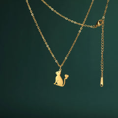 Kitten Cat Necklace For Women Men Stainless Steel Kawaii Cute - PeticaDeals