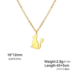 Kitten Cat Necklace For Women Men Stainless Steel Kawaii Cute - PeticaDeals