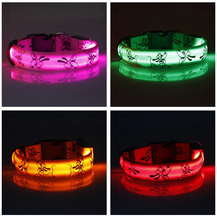 LED Dog Collar Light Night Safety Nylon - PeticaDeals