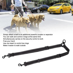 Leash Black Nylon 360 Degree Swivel Reflective Dual Dog Walking Leash For Dog Outdoor Activity - PeticaDeals