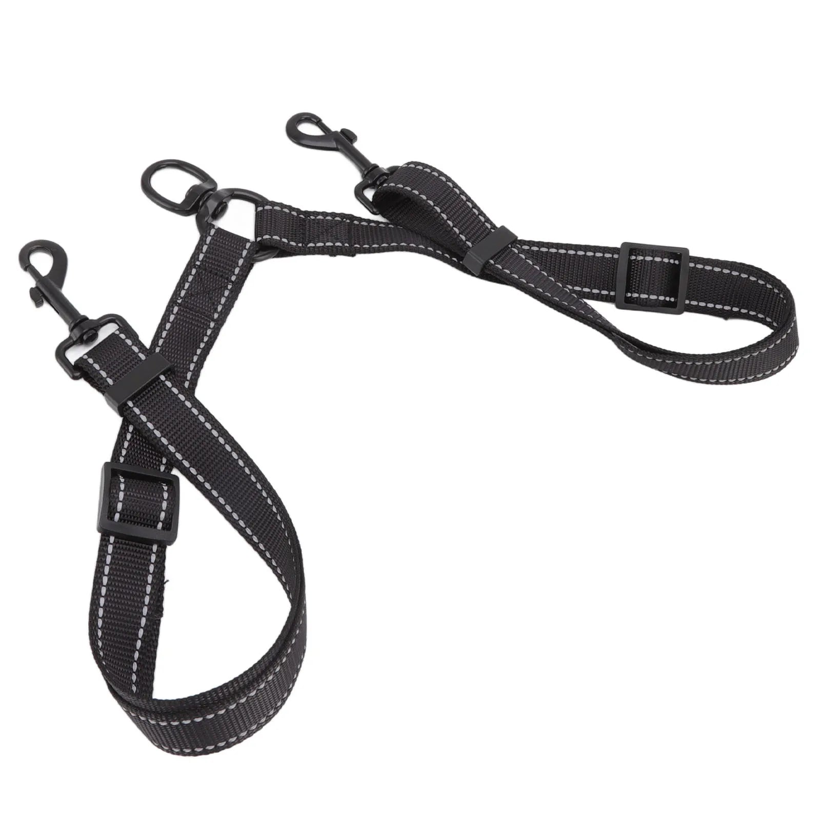Leash Black Nylon 360 Degree Swivel Reflective Dual Dog Walking Leash For Dog Outdoor Activity - PeticaDeals