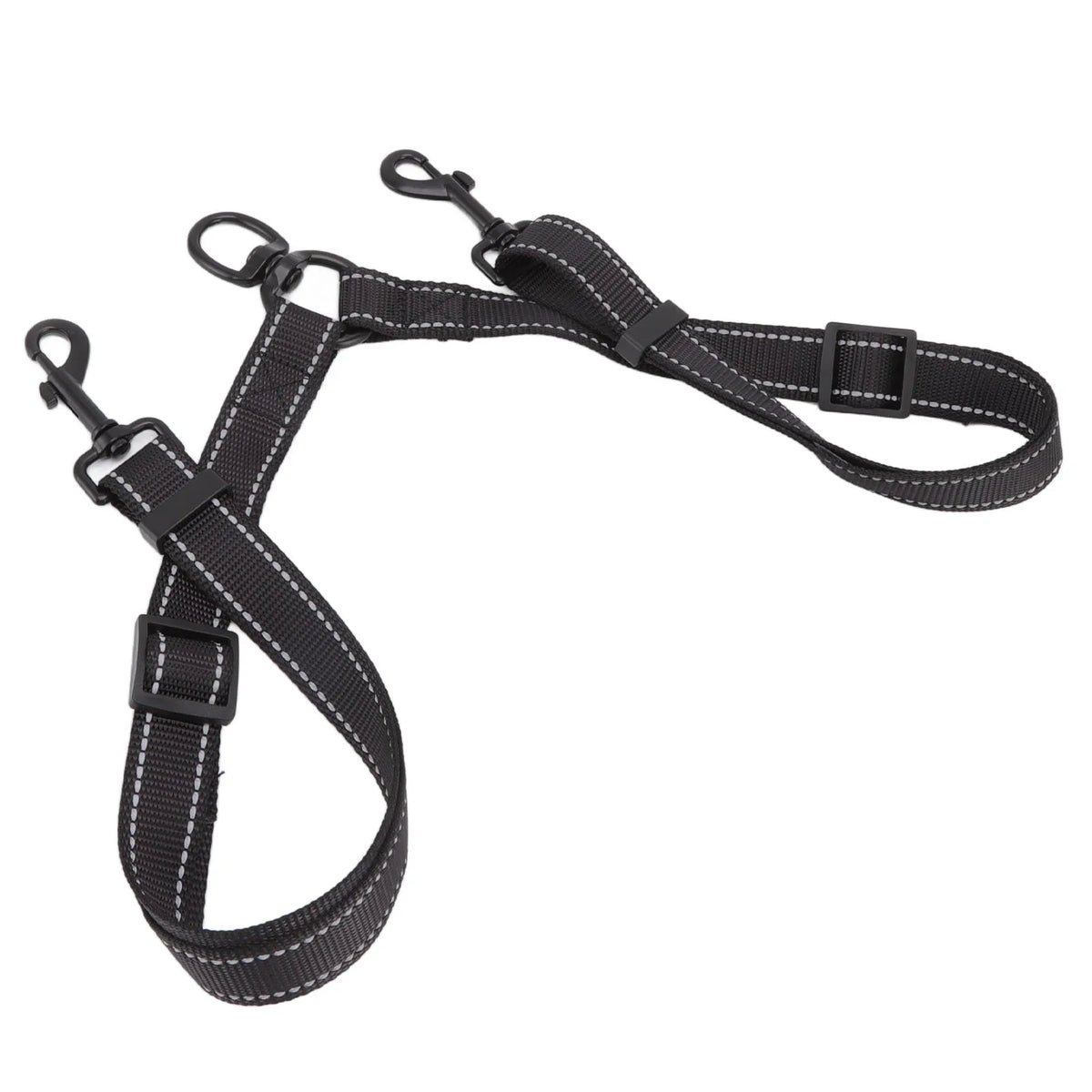 Leash Black Nylon 360 Degree Swivel Reflective Dual Dog Walking Leash For Dog Outdoor Activity - PeticaDeals