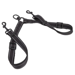 Leash Black Nylon 360 Degree Swivel Reflective Dual Dog Walking Leash For Dog Outdoor Activity - PeticaDeals