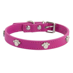 Leather Durable Pet Collars Paw - PeticaDeals