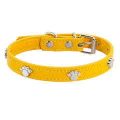 Leather Durable Pet Collars Paw - PeticaDeals