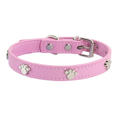 Leather Durable Pet Collars Paw - PeticaDeals