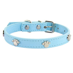 Leather Durable Pet Collars Paw - PeticaDeals