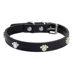 Leather Durable Pet Collars Paw - PeticaDeals