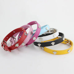 Leather Durable Pet Collars Paw - PeticaDeals
