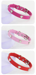 Leather Durable Pet Collars Paw - PeticaDeals