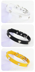 Leather Durable Pet Collars Paw - PeticaDeals
