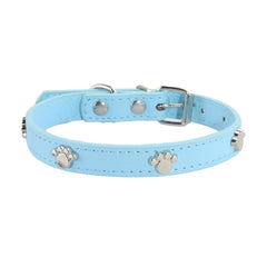 Leather Durable Pet Collars Paw - PeticaDeals