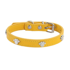 Leather Durable Pet Collars Paw - PeticaDeals